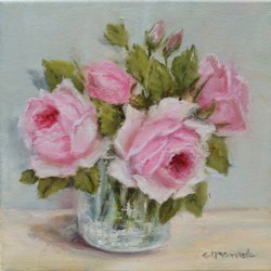 Original Painting on Canvas - Roses in Glass - 20 x 20cm series