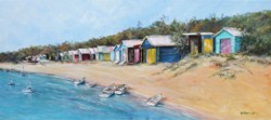 Original Painting on Panel - Mt Martha Beach Huts - free postage Australia wide