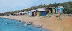 Ready to Hang Print - Mt Martha Beach Huts (41 x 18cm) POSTAGE included Australia wide
