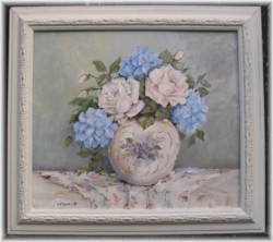 ORIGINAL Painting - Hydrangeas and Roses