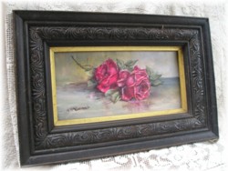 Original Painting-Vintage FrameCrimson RosesFree Postage Australia wide