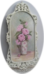 Original Painting - Elegant Long Framed Roses - Postage is included AUSTRALIA wide