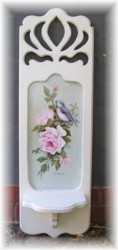 Original Painting  Long Oval Framed Bird and Roses  Postage is included Australia Wide