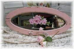Hand Painted Vintage Oval Mirror - Postage is Included Australia Wide