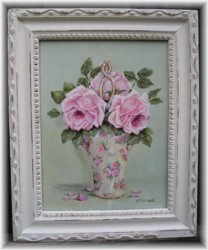 Original Painting - Chintz China Basket of Roses - Postage is included Australia wide