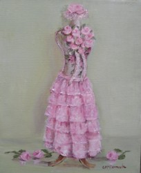 Original Painting on Stretched Canvas  Dress Form