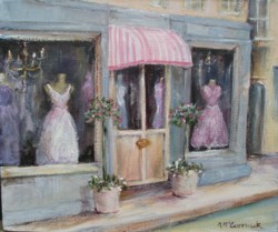 Original French inspired Painting - Boutique - Postage is included