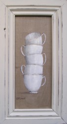 Original Painting - Stacked Cafe Cups - Postage is included in the price Australia
