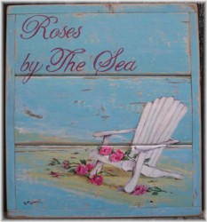 Original Painting on Chippy Panel - "Roses by The Sea" - Postage is included Australia wide