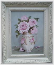 Original Painting - Floral Patterned Jug of Roses - Postage is included Australia Wide