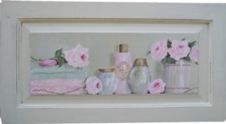ORIGINAL PAINTING - Pink Rosy Bathroom - Postage is included Australia wide