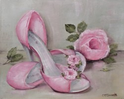 Original Painting on Canvas -"Rosy Shoes" - Postage is included Australia Wide