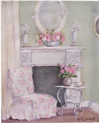 Original Whimsical Painting - The Shabby Chic Sitting Room - Postage is included Australia Wide