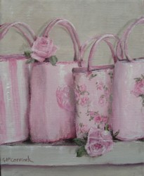 Original Whimsical Painting - Pink Bags - Postage is included Australia Wide