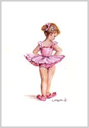 Original Painting on Paper - Sweet Little fair haired Ballerina - free postage WORLD WIDE