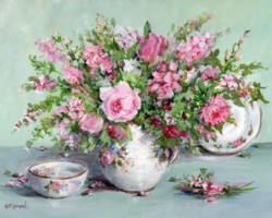 Cottage Flowers & China - Available as prints and gift cards