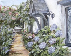 Original Painting on Canvas - Fig Tree Cottage Garden View - Postage is included in the price Australia Wide Only
