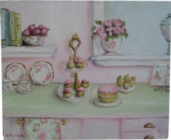 ORIGINAL Whimsical PAINTING - Afternoon Tea Preparations - Postage is included Australia wide