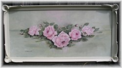 Original Painting - Larger size - Long framed Pink Roses - Postage is included Australia wide