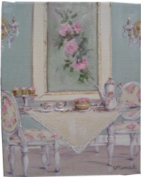 Original Whimsical Painting - Shabby Chic High Tea - Postage is included Australia Wide