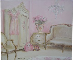 Original Whimsical Painting - The Pink Boudoir - Postage is included Australia Wide