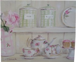 ORIGINAL Whimsical PAINTING - The Kitchen Shelf - Postage is included Australia wide