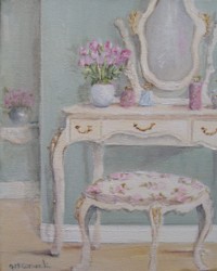 Original Whimsical Painting - The Shabby Chic Dressing Table - Postage is included Australia Wide