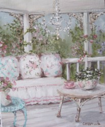 Original Whimsical Painting - The Shabby Chic Verandah Room - Postage is included Australia Wide