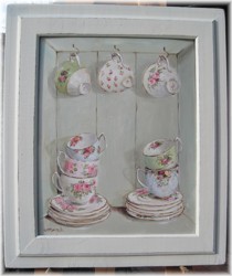 Original Painting - Vintage China in a Cupboard - Postage is included in the price Australia