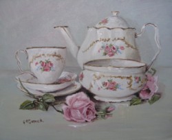 Original Painting on Canvas - China Tea Set - Postage is included Australia Wide