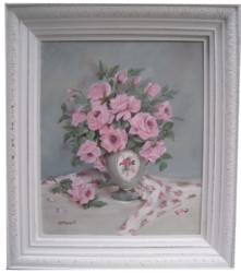 Original Painting - Larger size - Abundance of Pink Roses - Postage is included Australia wide