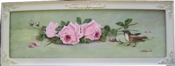Original Painting - Bird & Pink Roses -  Postage is included Australia wide