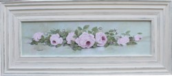 Original Painting - Long Framed Pink Laying Roses